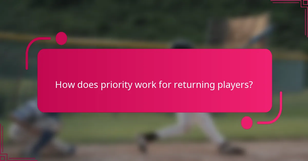 How does priority work for returning players?
